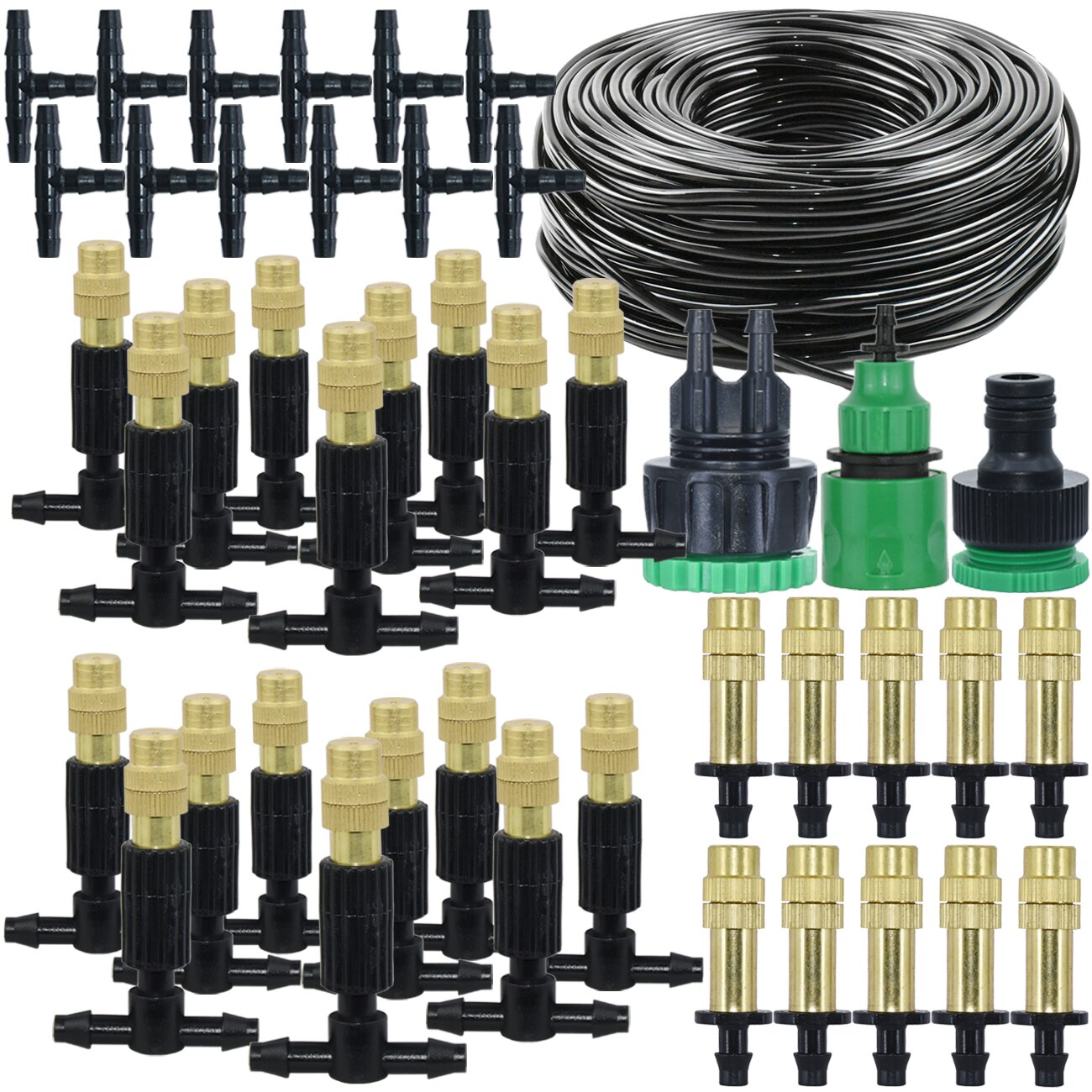 5M-30M 4/7mm Brass Tee Atomizer Nozzle Hose Garden Irrigation 1/4'' Outdoor Misting Cooling Watering System for Patio Greenhouse