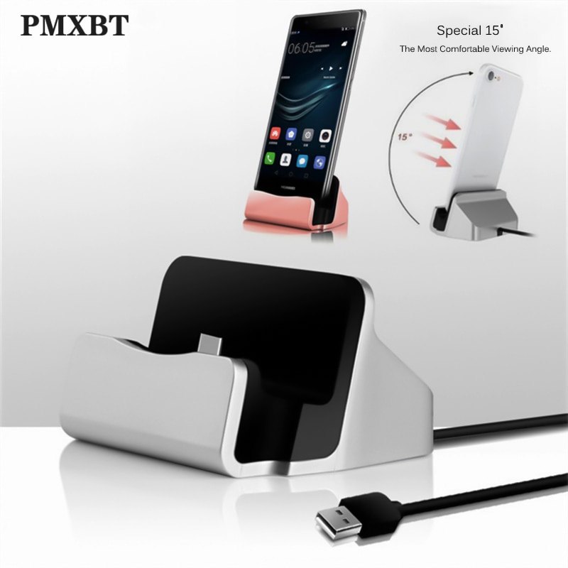 Docking Station Ladegerät Für iPhone Android Typ C Desktop Lade Port Sync Cradle Dock Stehen Halter Micro USB-C Telefon Ladegeräte