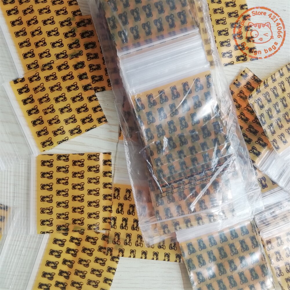 2 "  x 2 " mini ziplock zakjes 100 stuks bedrukte plastic zakjes met beer