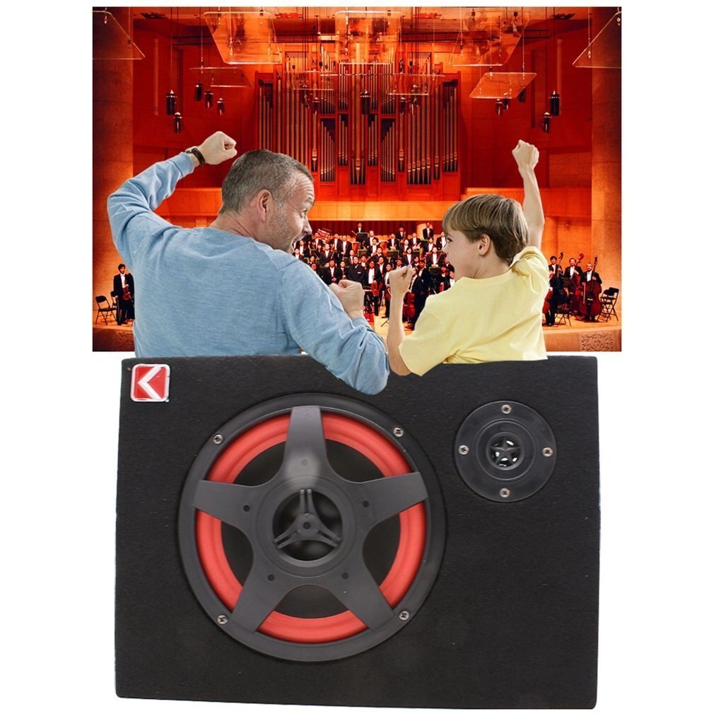 350W Under-Seat Car Compact Subwoofer Amp Bass Speaker Powerful Audio Amplifier with Remote Subwoofer Control 6 Inch US Plug