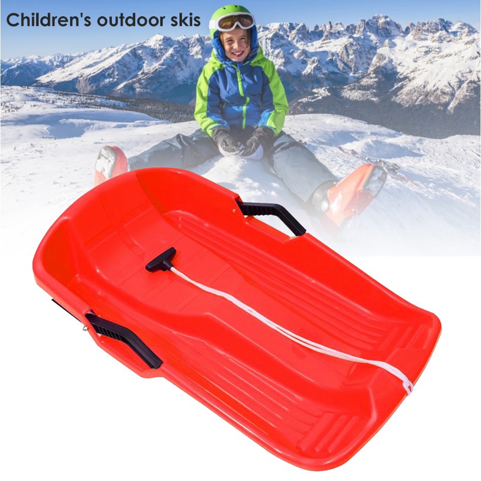 Luge de neige Sprinter de descente robuste pour enfants garçons filles adultes avec poignées de sécurité et corde de traction