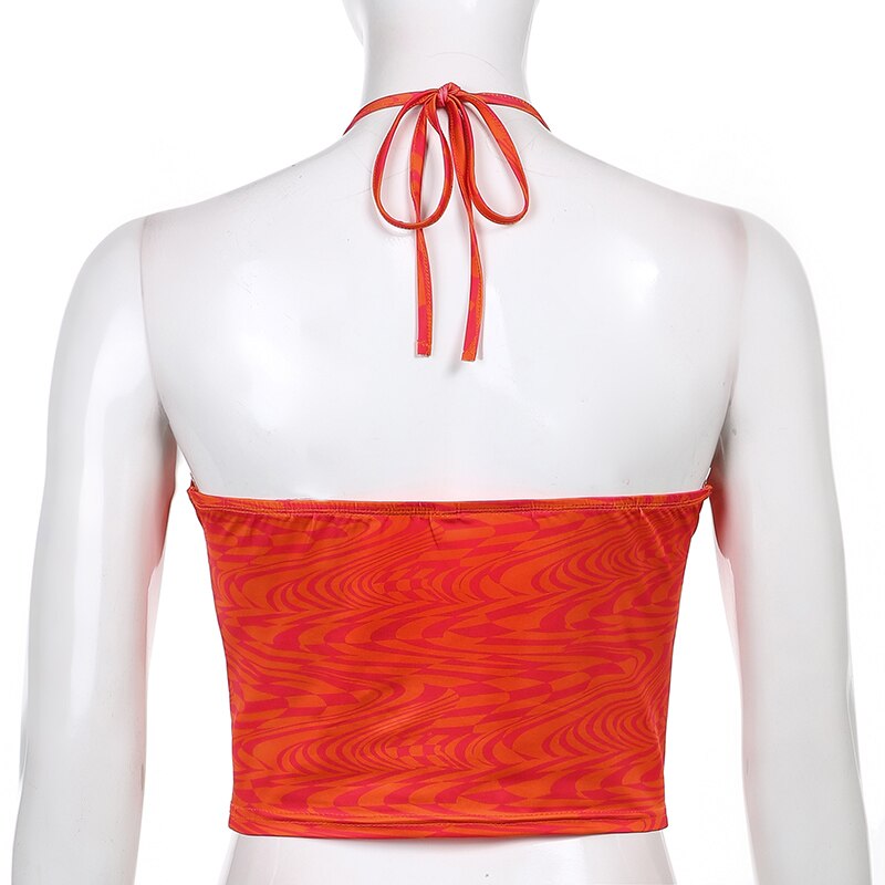 Sweetown 2000s Esthétique Mignon Y2K Débardeur Femmes Cravate Teinture Impression Kawaii Vêtements V Cou Sexy Vêtement Bain De Soleil Eté Club de Rave Tenues