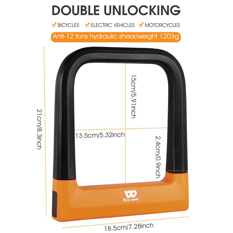 WEST BIKING – serrure antivol de vélo, solide, sécurité cyclisme, verrouillage universel en U pour roues de vélo de route et vtt, accessoires de bicyclette: 070 U Lock