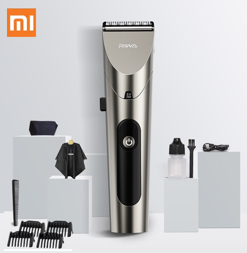 Xiaomi riwa hårklippare personlig elektrisk trimmer laddningsbart starkt stålskärhuvud med tvättbar led-skärm