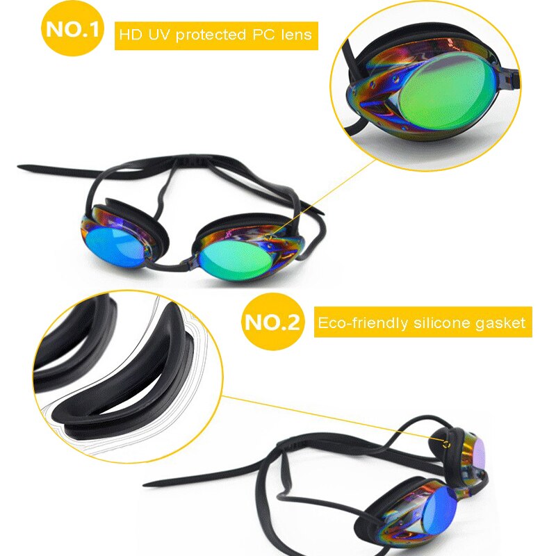 Mystyle Zwemmen Goggle Volwassen Verstelbare Galvaniseren Waterbestendig Anti-Fog Uv Bescherming Zwemmen Goggle 6 Kleuren Eyewear