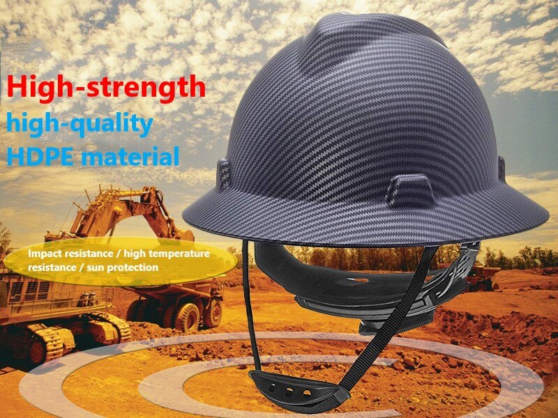 Safety Helmet Wide Full Brim Hard Hat Lightweight High Strength Work Cap Construction Railway Metallurgy Mine Summer Sunshade