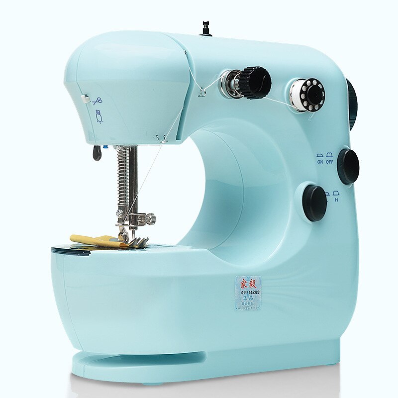 Jia  yi 301 symaskine mini bærbar husholdning natlys fodpedal lige linje håndbord to tråd kit elektrisk
