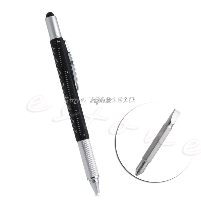 6 In 1 Touch Stylus Ballpoint Pen With Spirit Level Ruler Screwdriver Tool Whosale&amp