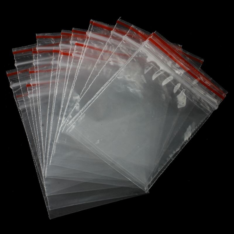 100 szt. Saszetka Pochette przezroczysta En Plastique Fermeture torba Pochon Pression 5X7cm