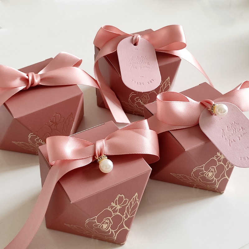 Box Diamond Shape Paper Candy Boxes Chocolate Packaging Box Wedding Favors for Guests Baby Shower Birthday Party