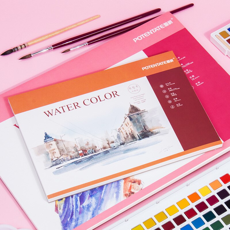Papel aquarela profissional 100% algodão, pintura manual de 300g/m2, solúvel em água, para escritório, criativo, material escolar