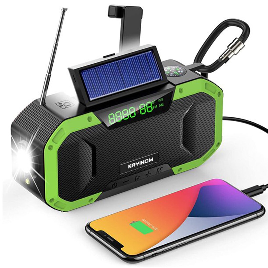 Multifunction Hand Crank Radio Solar Powered AM/FM Weather Radio Use Emergency LED Flashlight 4000mAh Power Bank Phone Charger