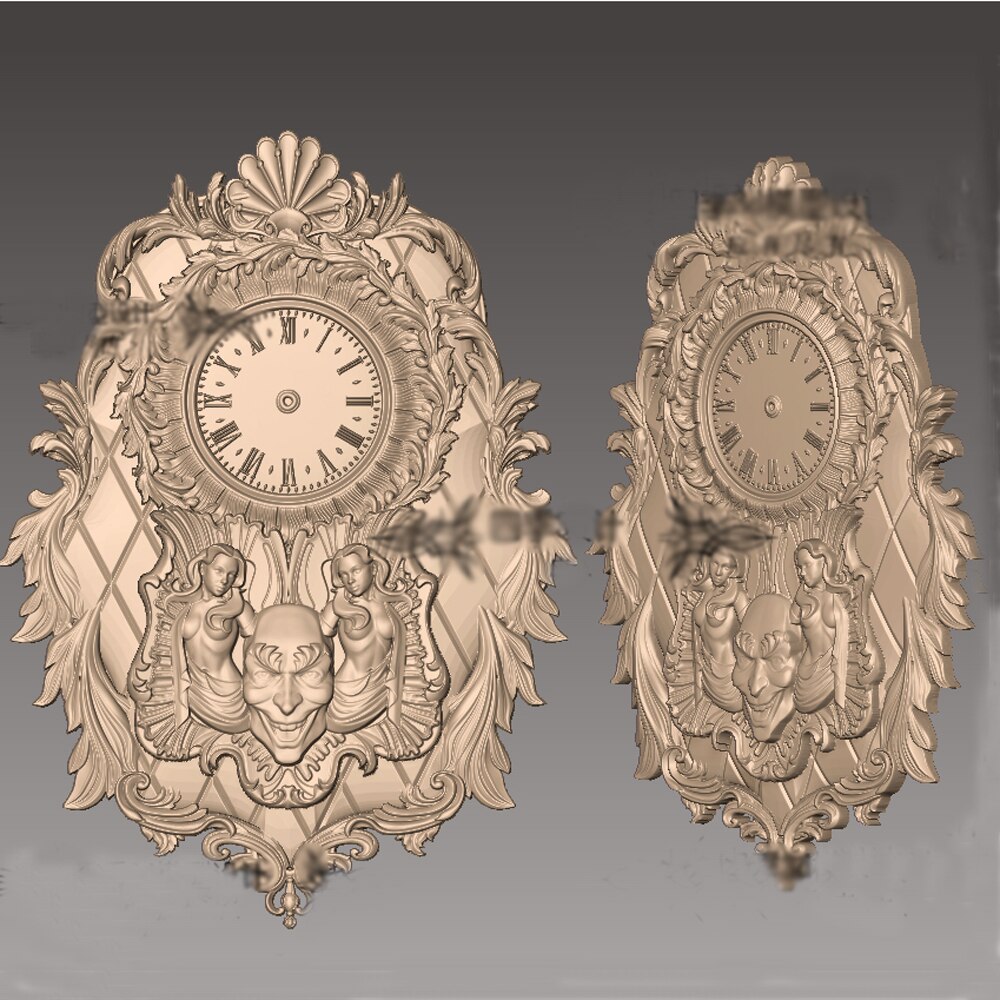 3D Model STL File Round Carving Drawing European Devil Woman Wall Clock for CNC Router Engraving &amp; 3D Printing Relief