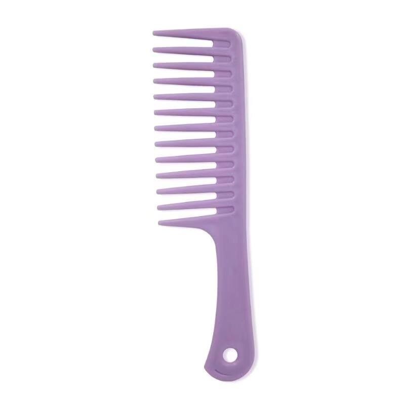 Large-tooth Comb Household Hair Salon Comb Curly Hair Comb Handle with Hole Color Plastic Wide-tooth Styling Comb: 2