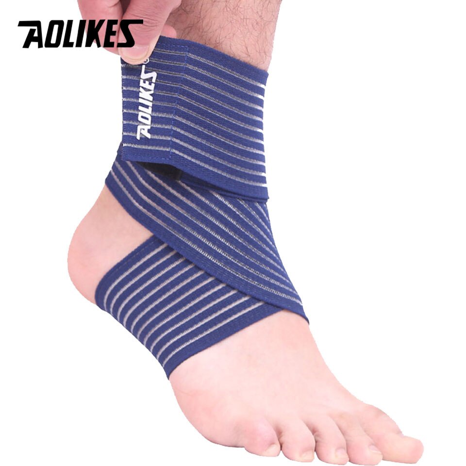 AOLIKES 1PCS Sports Strain Wraps Bandages Elastic Ankle Support Pad Protection Ankle Bandage Guard Gym Protection: Blue