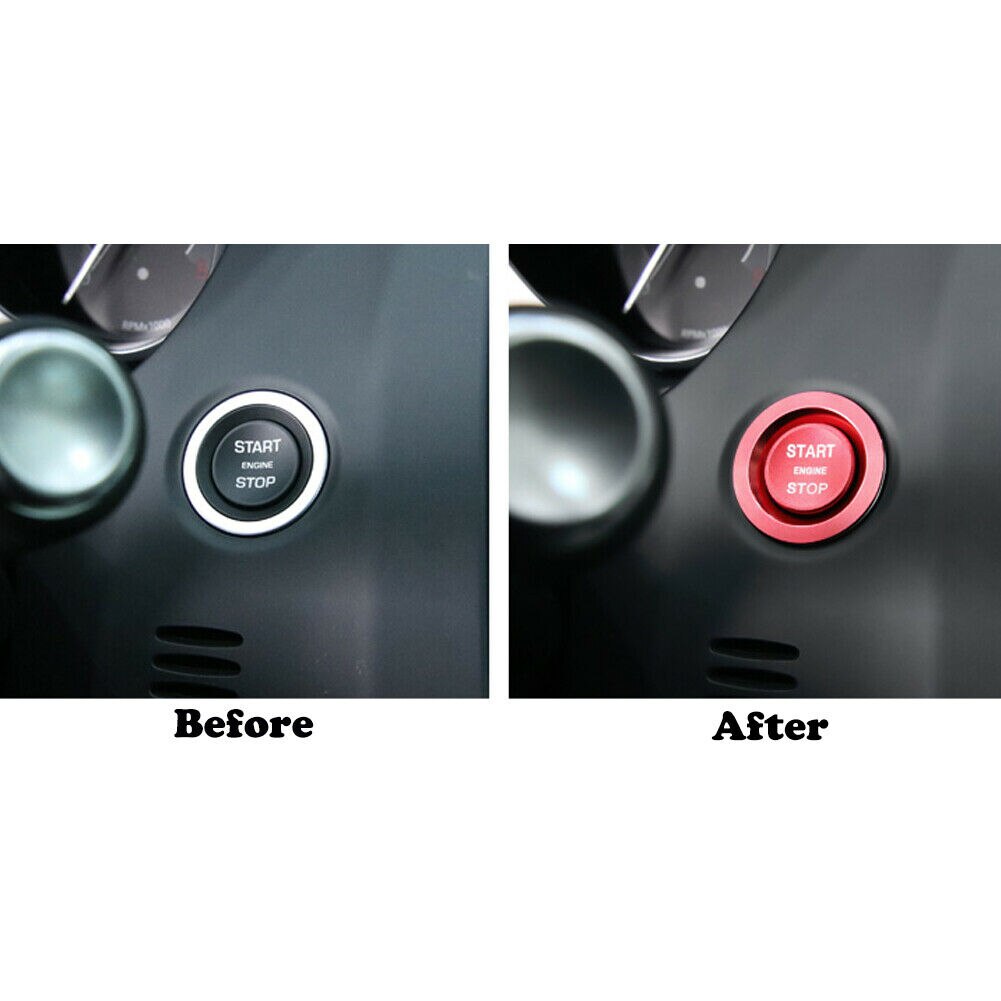 Aluminum Alloy Red Keyless Engine Push Start Button Cover Trim For Land Rover & Jaguar Ignition