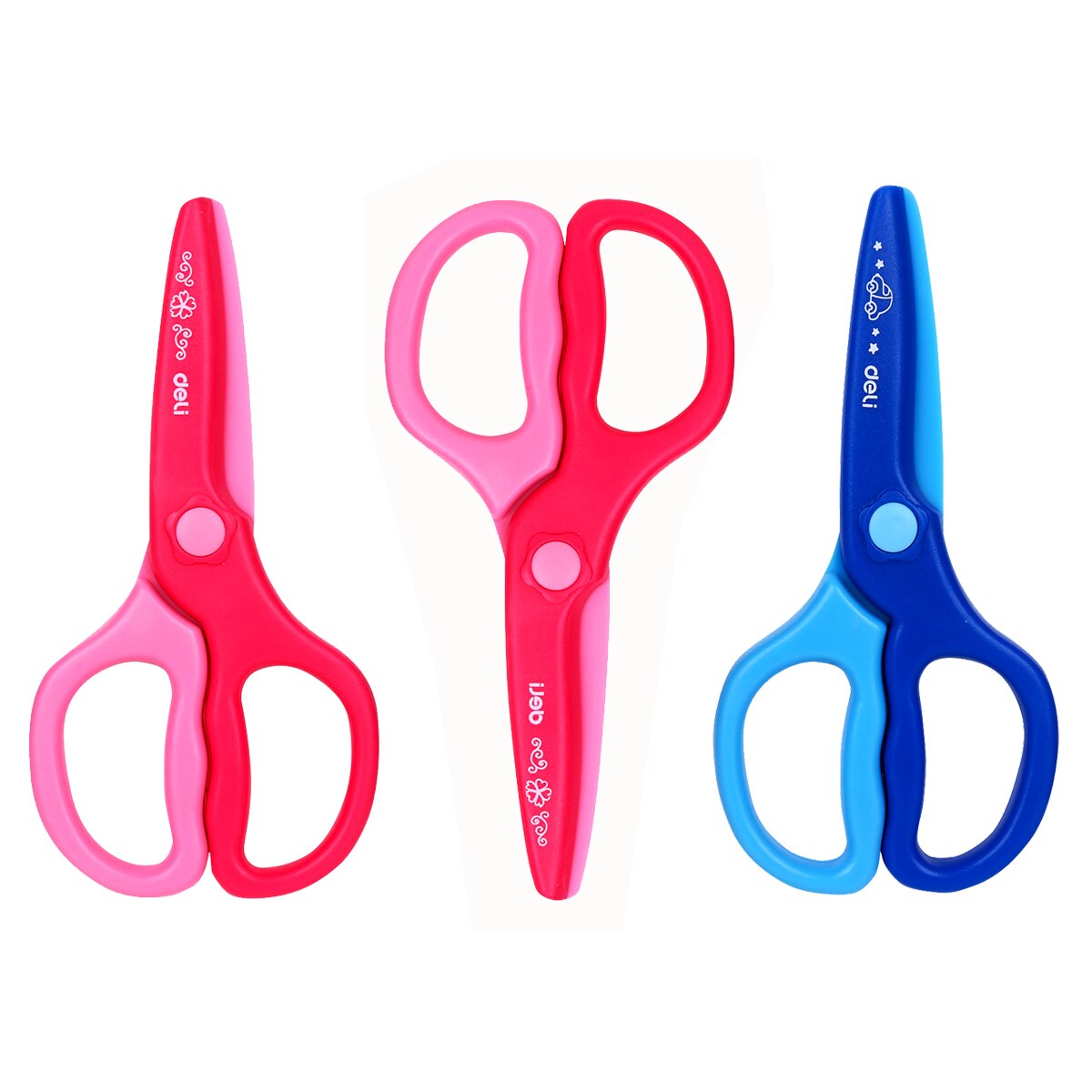 3pc/lot Deli Plastic Scissors for Paper Preschool Kids Safety Training Scissors Child Safe Craft Scrapbooking Scissors School: C