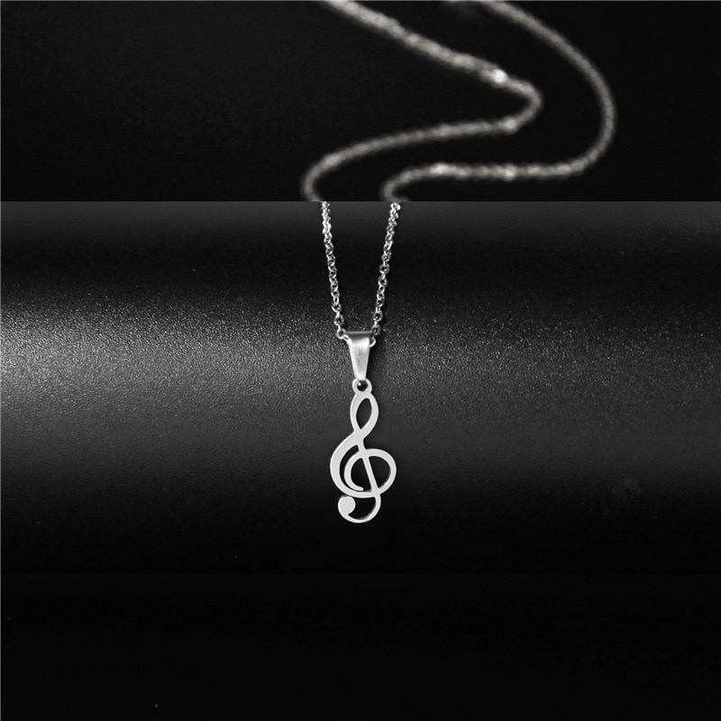 Music Note Treble Muzikale Symbool G Clef Verklaring Ketting Rvs Slang Ketting Hanger Voor Vrouw Man