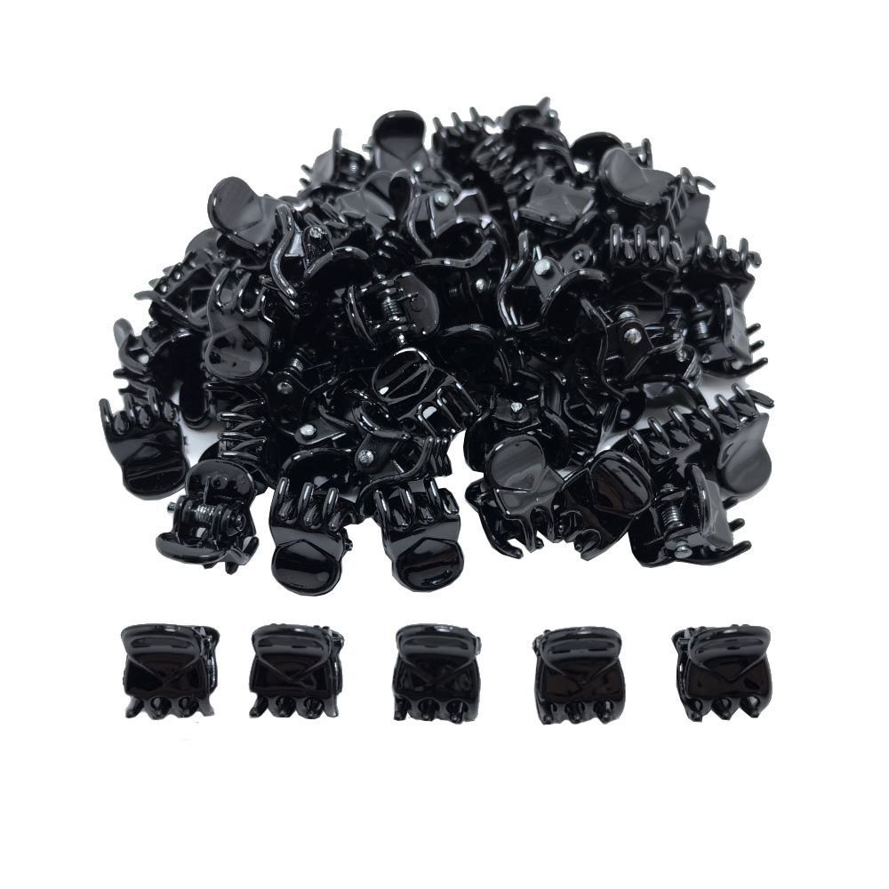 50 Stks/partij 1-1.5Cm Kleine Mini Haar Klauw Clips Zwart Bruin Doorzichtig Doorzichtig Plastic Clips Haarspeld Kids Haar Styling Klem Vrouwen: Paars