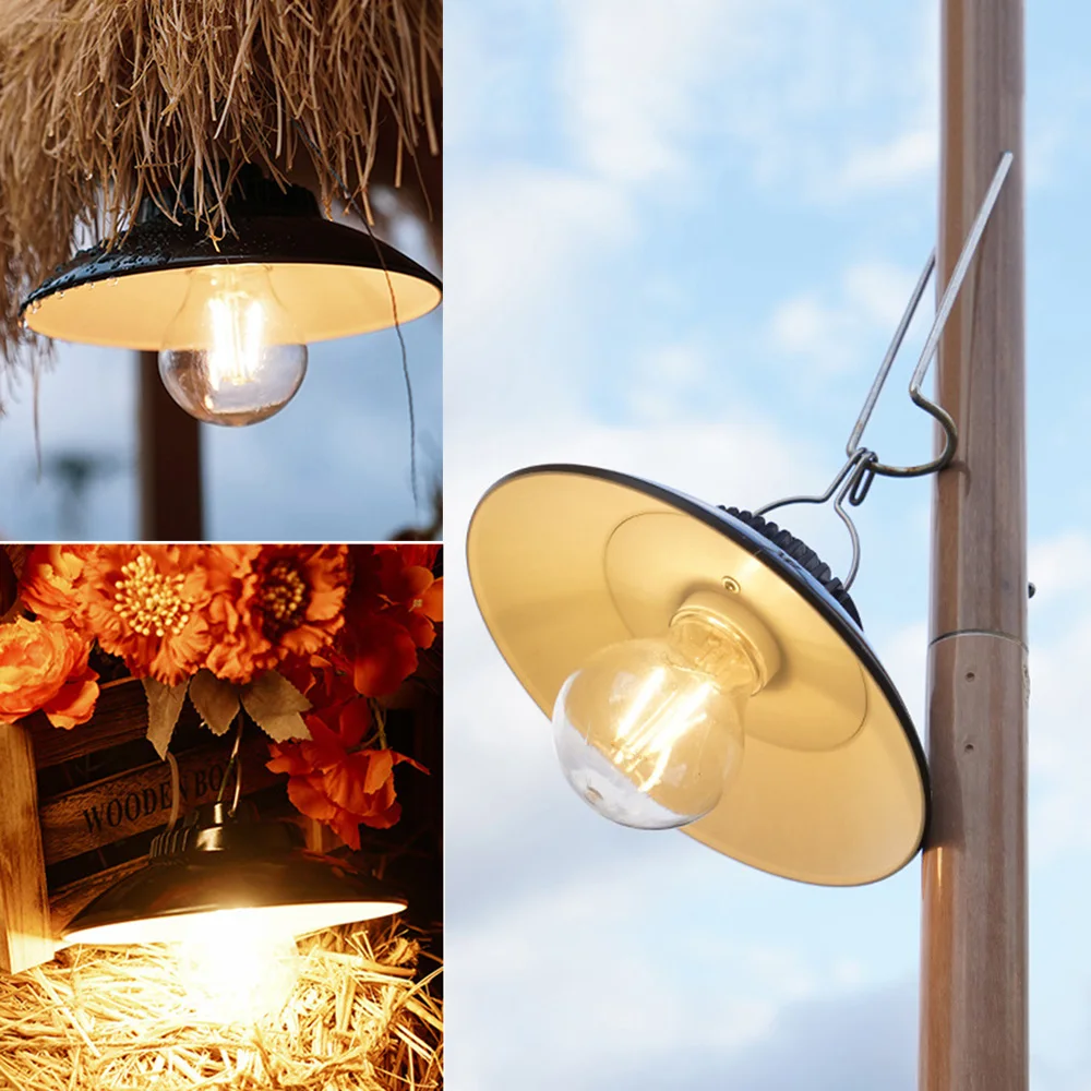 Linterna Retro para acampar, lámpara LED recargable por USB para tienda de campaña, luz impermeable para acampar, luz colgante para jardín al aire libre, lámpara para camino de calle y césped