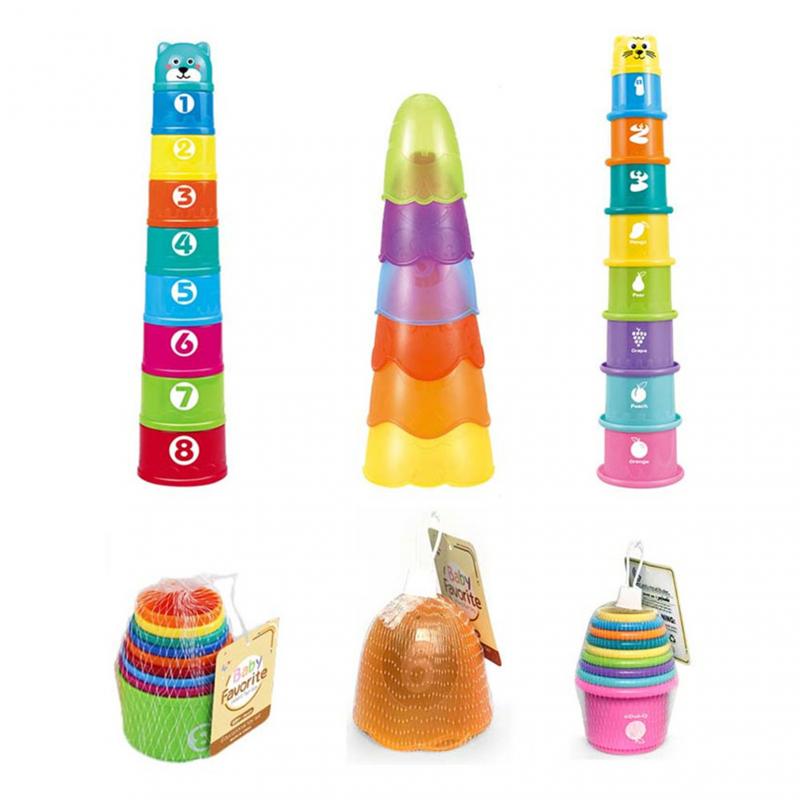 Baby Bath Stacking Cup Set Infant Shower Montessori Bathtub Tower Toy Child Puzzle Swimming Pool Beach Toys For 0 12 Months Kids