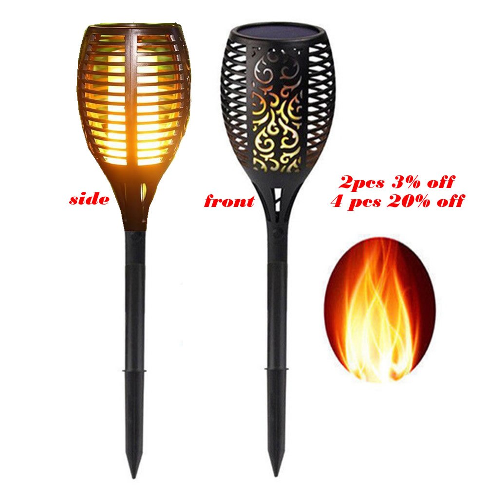Lámpara LED con efecto de llama Solar impermeable para camino de césped, lámpara con efecto parpadeante romántico, luces LED de fuego para exteriores, decoración de jardín, 33 LED