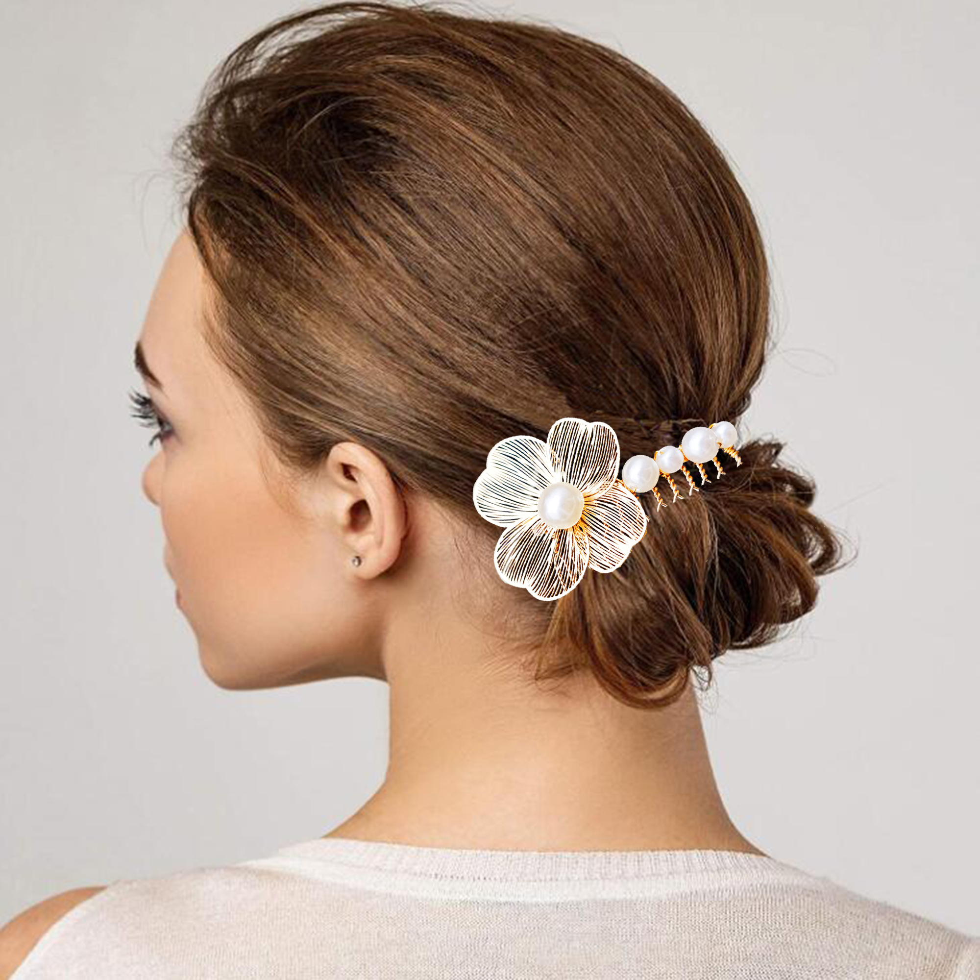 2 uds tocado de novia hecho a mano flor perla peine para el cabello alfileres joyería de estilo de boda insertar de peine accesorios para el cabello