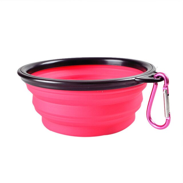 Bol de Perro Plegable de silicona Plegable para viaje Gato tazón de alimentación de agua para perros tazón de viaje Plato Plegable: Rosa