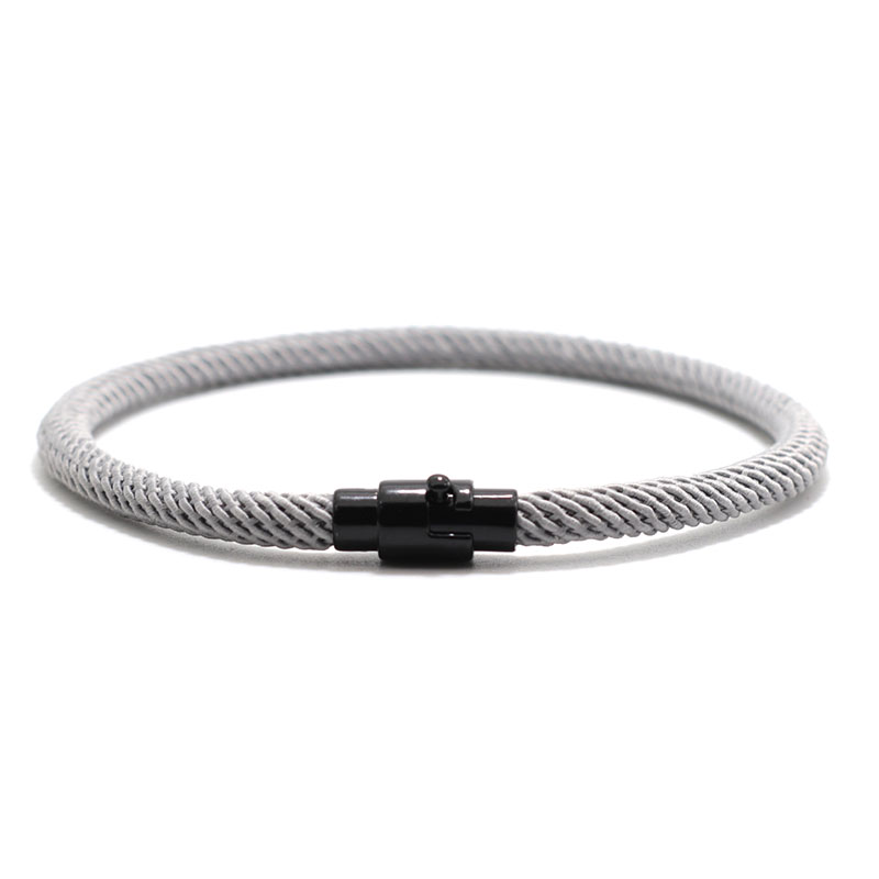 en pulsera para Hombre, cuerda minimalista, Micro pulsera magnética para Hombre, cordón a juego, accesorios para Festival de novio, Pulseras para Hombre: Zinc negro plateado