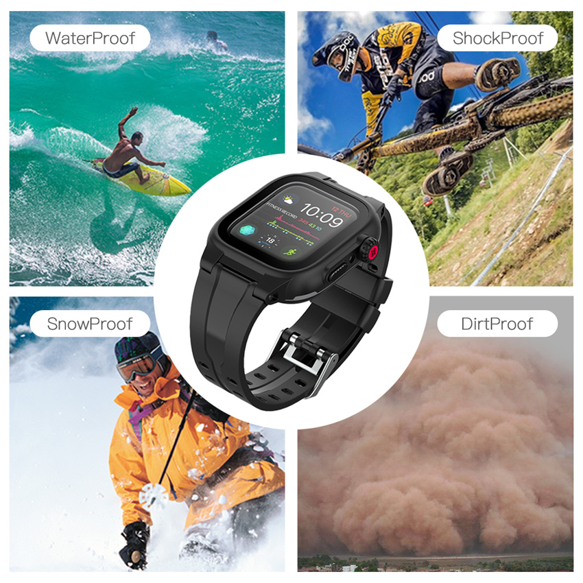 ShellBox IP68 Waterproof Case For Apple Watch 8 7 6 5 4 3 2 SE 45 44 42 41 40 mm Armor Cover Diving Swim Outdoor Sport Anti-fall