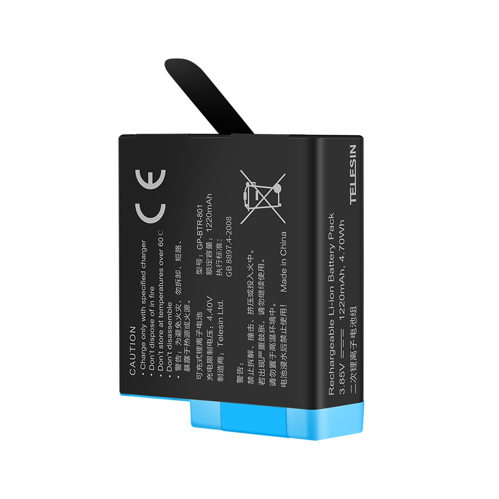 Decodificador TELESIN de batería de li para Gopro 8 7 6 5 y 3 en 1, caja de almacenamiento, cargador, lector de tarjetas para cámara go pro hero 8 5 6 7 hero8