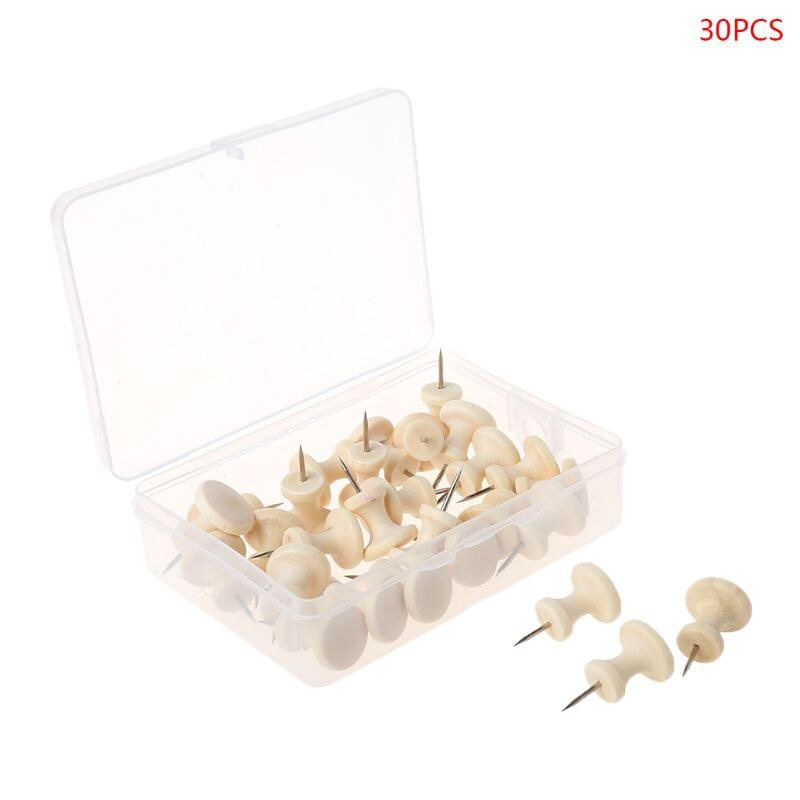Wooden Thumbtack Board Pins Pushpins Drawing Photo Wall Studs Nail School Suppy Q1JC: G