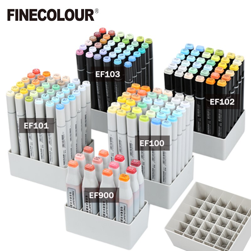 Finecolour Marker Pens Storage Bag &amp; Base 12/24/36 Holes EF100/101/102/103 Zipper Bag Multifunctional Base Penholder Ink Base