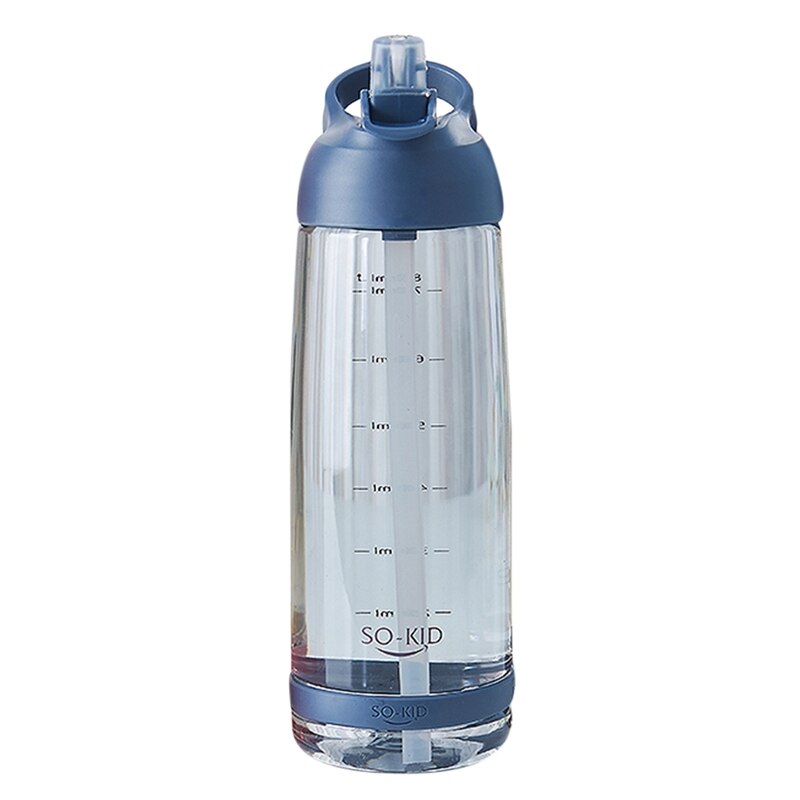 Mode Draagbare Stro Cup Grote Capaciteit Cup Outdoor Sport Water Fles 1000Ml: Blue