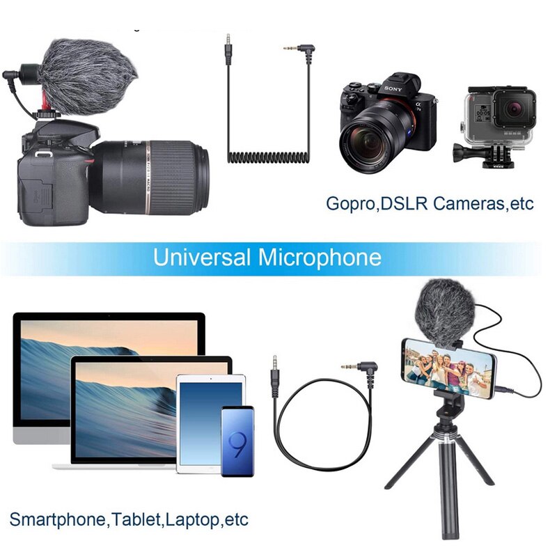 Condenser Microphone Camera Video Record Video Micro Mini Mic for Studio PC Phone With Stand