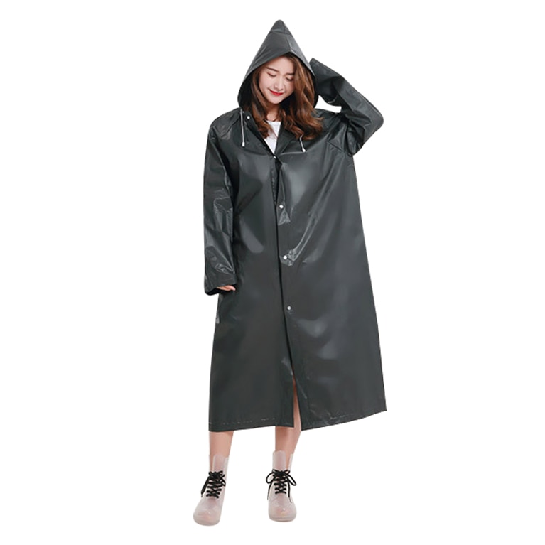 Eva Raincoat Waterproof Raincoat Transparent Camping Waterproof Raincoat Black: Default Title