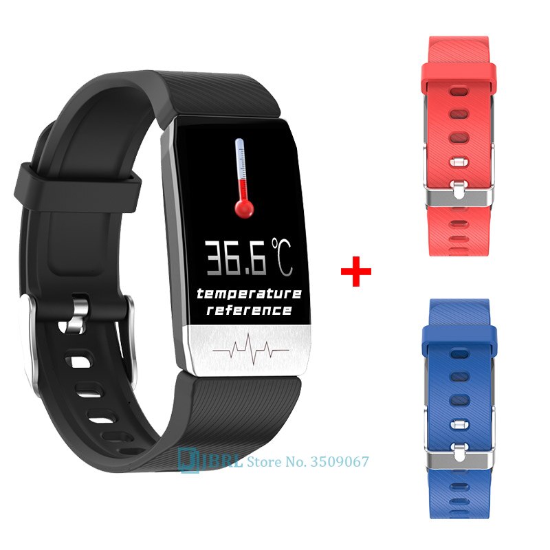 Temperatura Intelligente Banda 2020 Delle Donne Degli Uomini Braccialetto Intelligente Inseguitore di Fitness ECG Monitor di Frequenza Cardiaca di Smartband Per Android IOS Orologio Da Polso: black add strap4