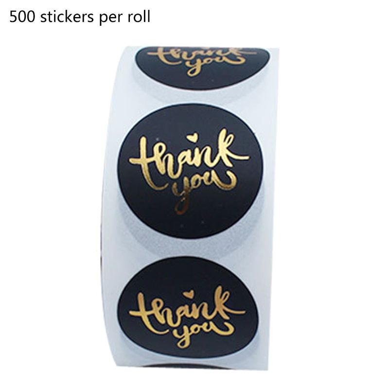 500pcs/roll Thank You Stickers Gold Foil Seal Label Scrapbooking Wedding Decor: Default Title