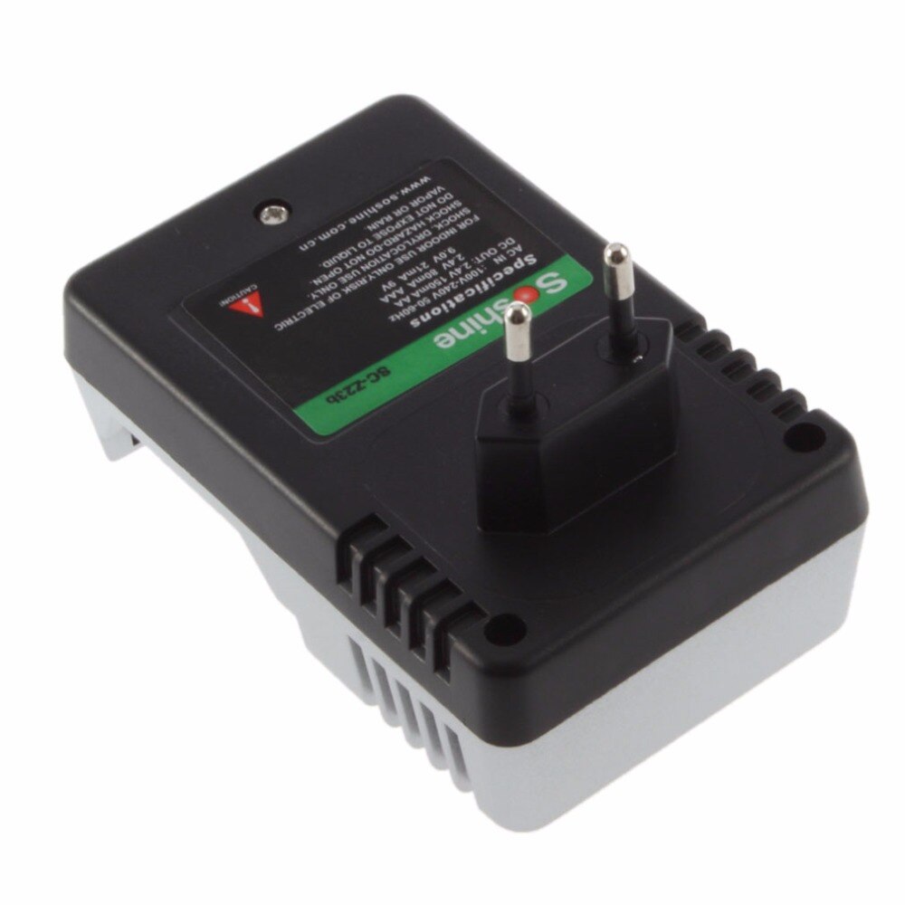 Soshine Rechargeable Battery Charger AA AAA 9V Ni-MH Ni-Cd Batteries Wall Desk Charging Chargers for Travel EU Plug