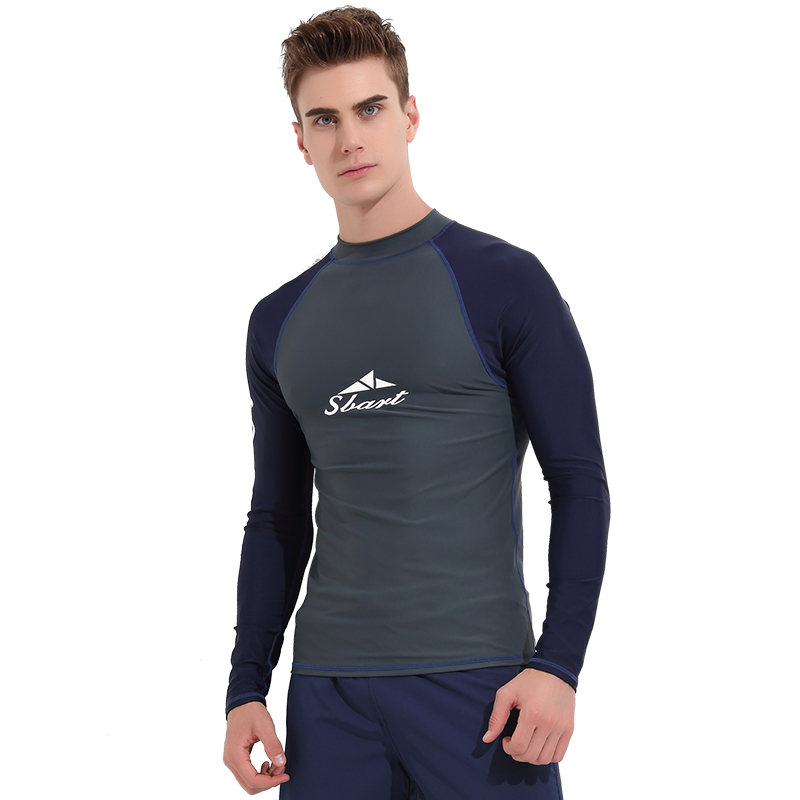 Camiseta de manga larga para hombre UPF 50 + ligera de secado rápido para Surf, cuello redondo, camiseta de LICRA para protegerse del sol