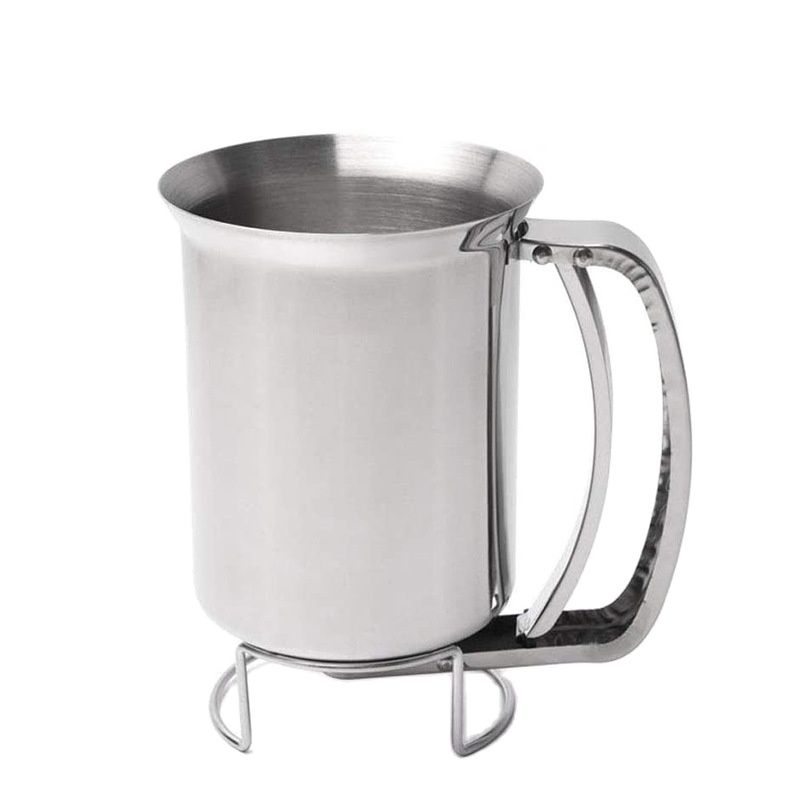 Dispensador de masa de acero con estante, embudo para masa, dispensador para hornear magdalenas, herramientas de cocina: Plata