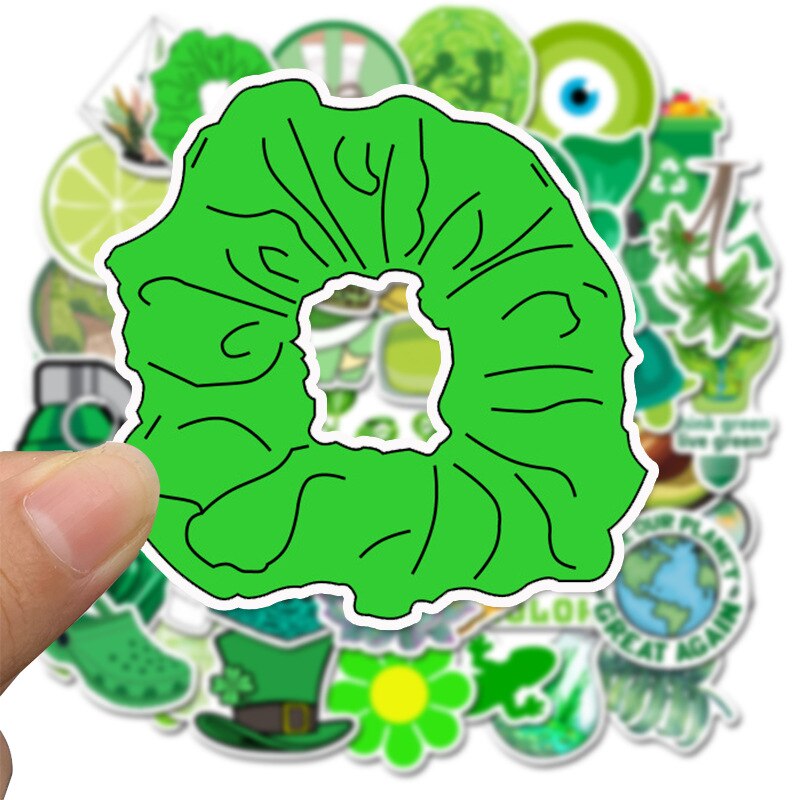 50 Stuks Zwart En Wit & Groen Ins Stijl Vsco Leuke Stickers Voor Koffer: 50PCS AZ091