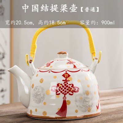 Old style teapot, ceramic tea set, retro Chinese style filtration, large capacity, household large-sized, single teapot: 6