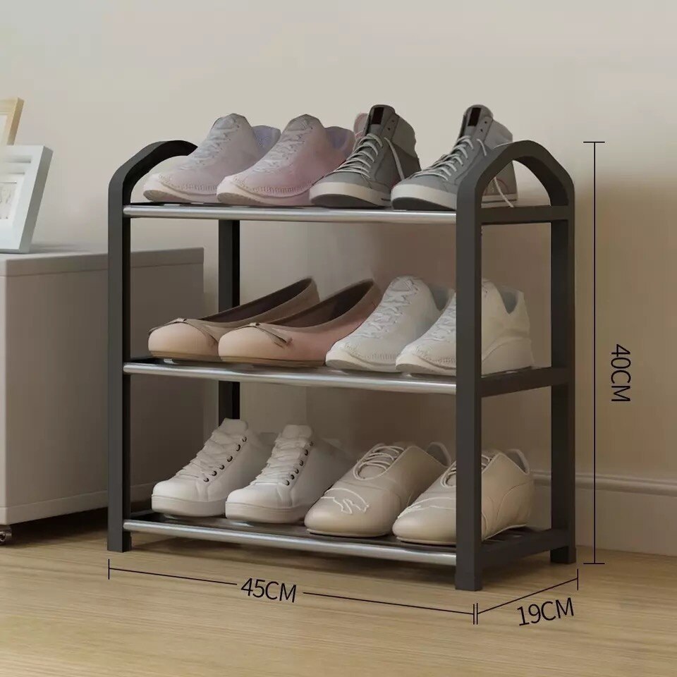 3 etagers moderne skohylde skobøjler solid room organizer sko hylde multifunktionel soveværelse opbevaring husstand sort: 45cm