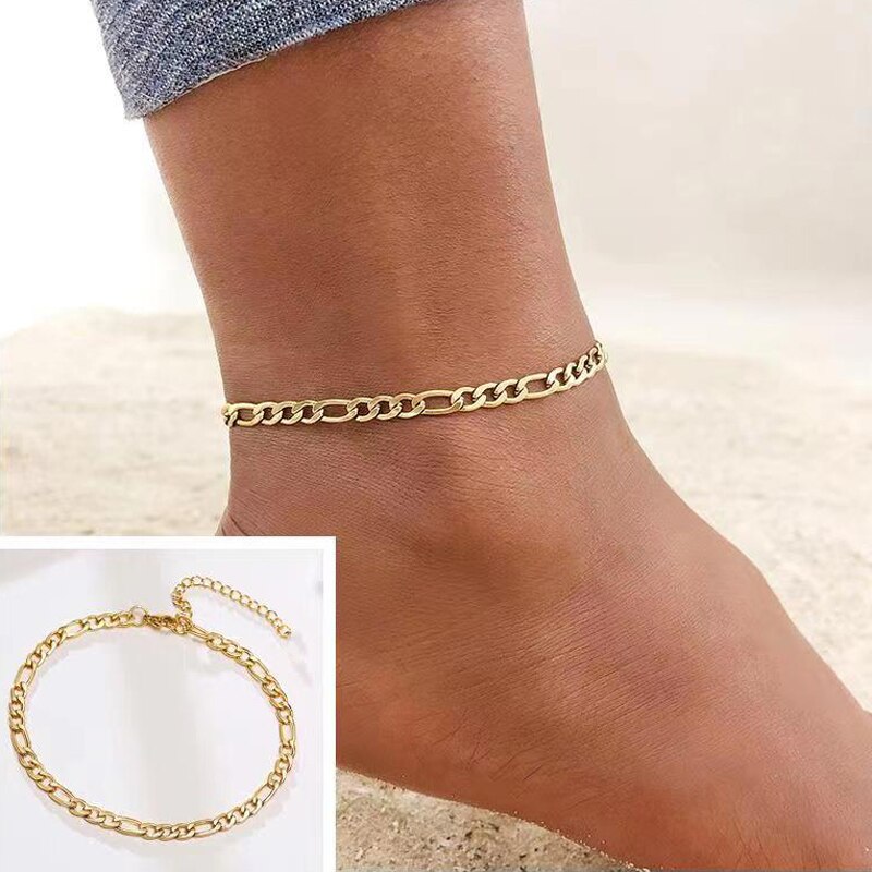 Snake Chain Anklet Women Gold Color Simple Temperament Link Chain Anklet For Women Jewelry: 2