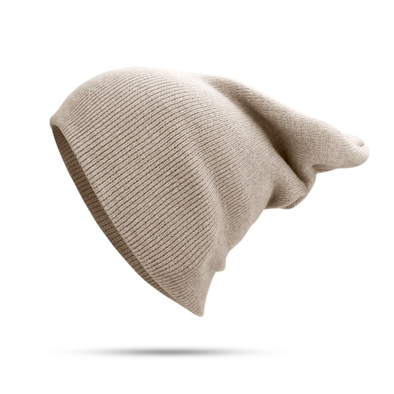 Talvihattu miehille naisten skullies pipot lämmin lippalakki unisex elastisuus neuloa pipo hatut yksivärinen neule tyttö ruusunvihreät hatut: Khaki