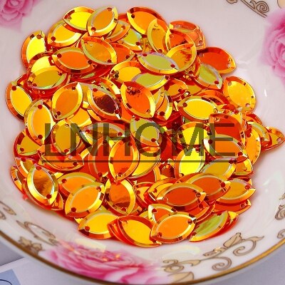 1000Pcs 6*13Mm Pvc Pailletten Cup Ovale Marquise Paillette Met 2 Gaten Acessorios 9 Ab Briljante Kleuren beschikbaar Confetti: Orange