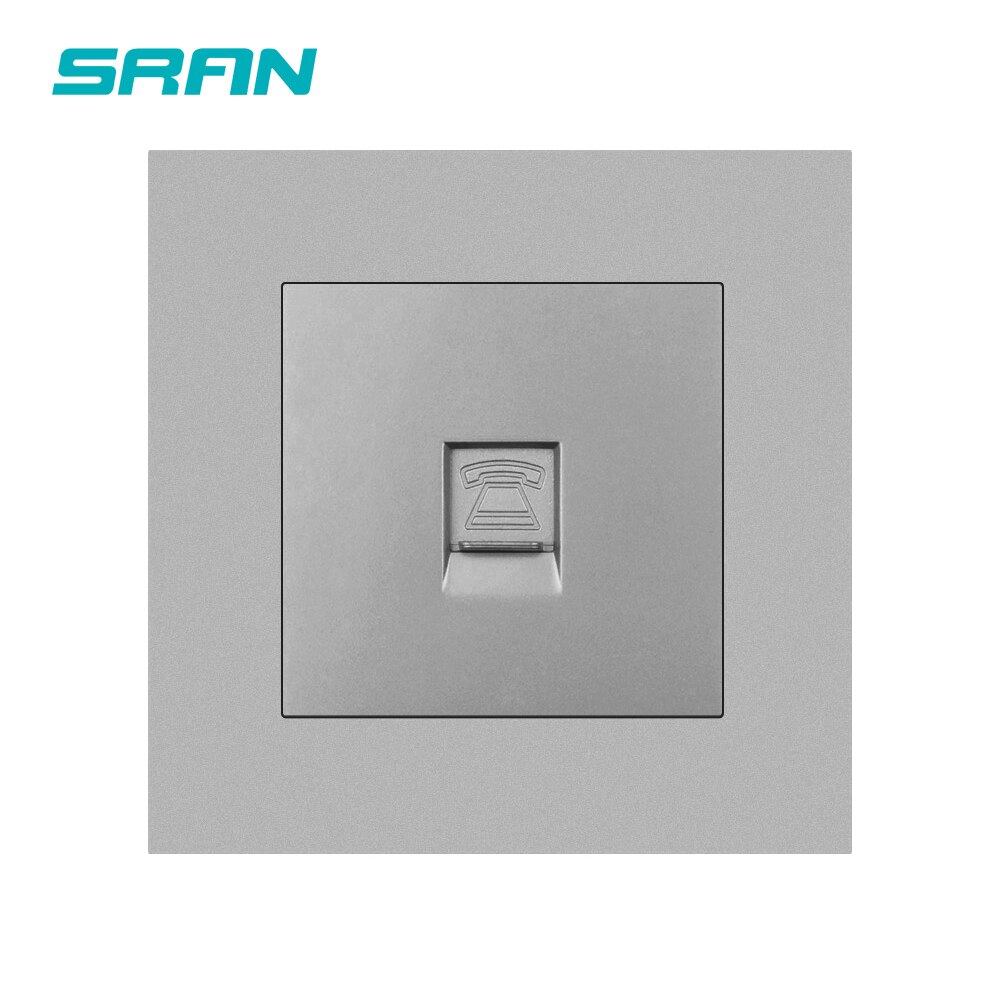 SRAN wall rj11 interface,white/black/gold/sliver/gray Flame Retardant PC Panel 86mm*86mm telephone Socket: Gray Telephone