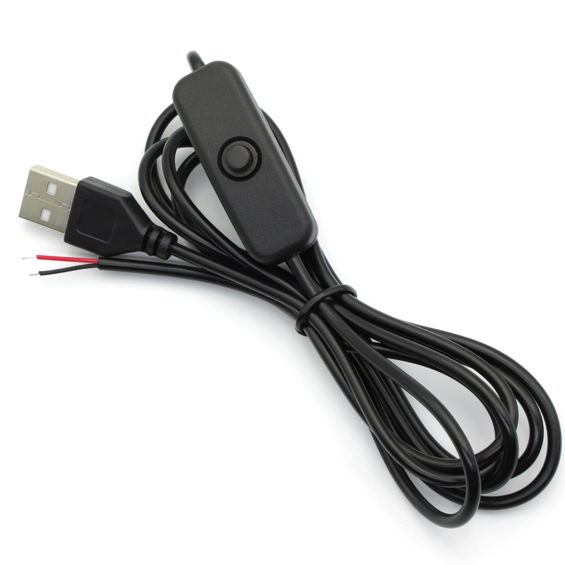 Cable de alimentación con interruptor de 5V, Cable de conexión USB macho a 2 núcleos, botón de 501 encendido y apagado para lámpara de tira LED, bombilla DIY, 1/5/10 Uds.