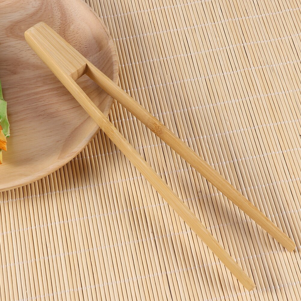 2pcs Bamboo Toaster Kitchen Tongs Long Easy Grip Toaster Serving Tongs for Cooking Toast Bread Barbecue Grilling Baking Frying